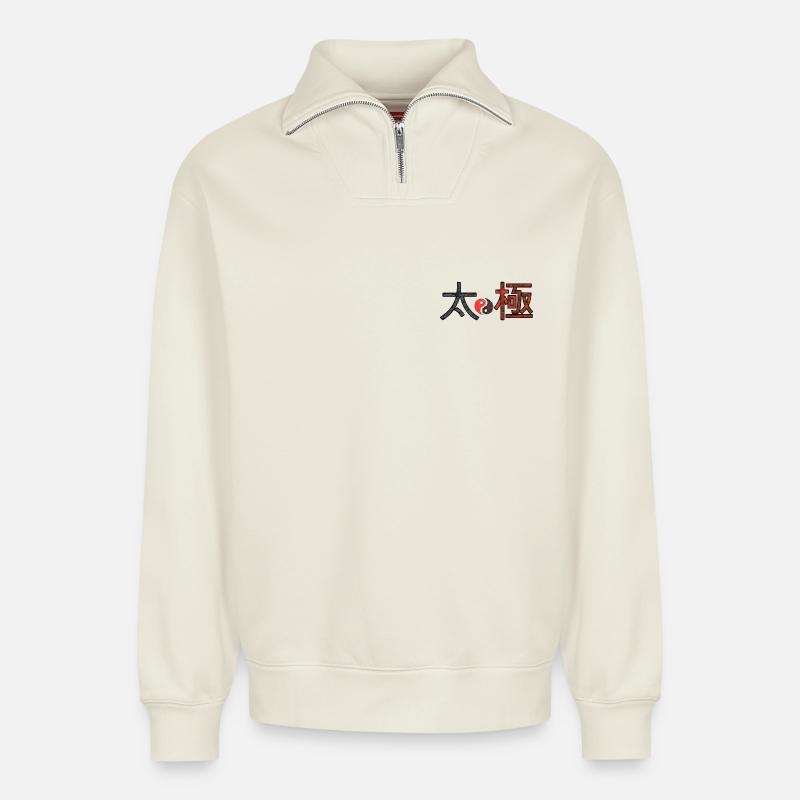 Tai-chi - Relaxed Unisex Organic Half Zip Sweatshirt – von SPREAD - Naturweiß