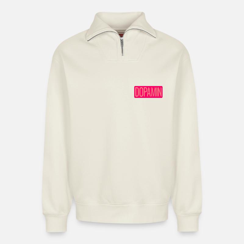 Dopamine - Sweat unisexe décontracté en coton biologique à demi-zip – de SPREAD - blanc cassé