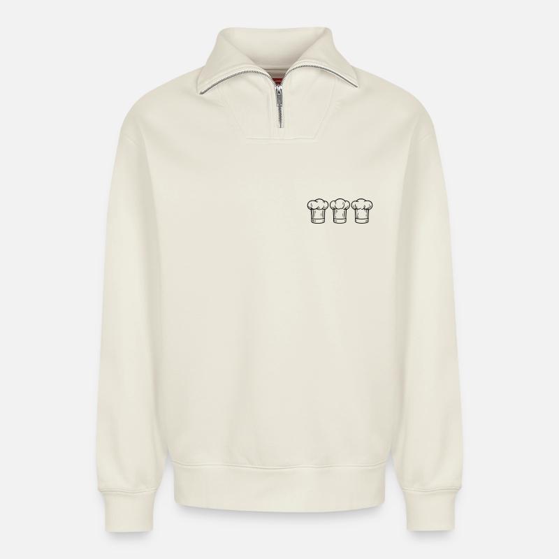 3 Hauben - Relaxed Unisex Organic Half Zip Sweatshirt – von SPREAD - Naturweiß