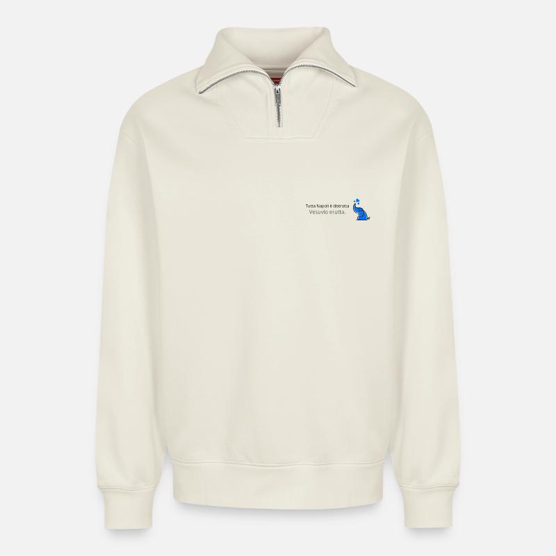 Vesuv - Relaxed Unisex Organic Half Zip Sweatshirt – von SPREAD - Naturweiß