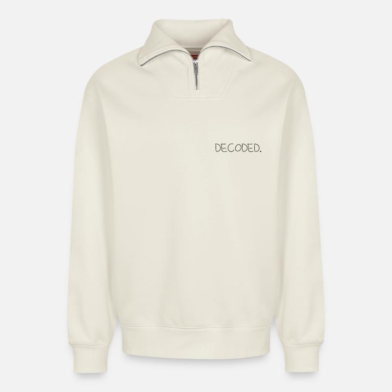 Decoded - Relaxed Unisex Organic Half Zip Sweatshirt – von SPREAD - Naturweiß