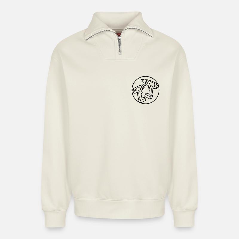 Schraubendreher - Relaxed Unisex Organic Half Zip Sweatshirt – von SPREAD - Naturweiß