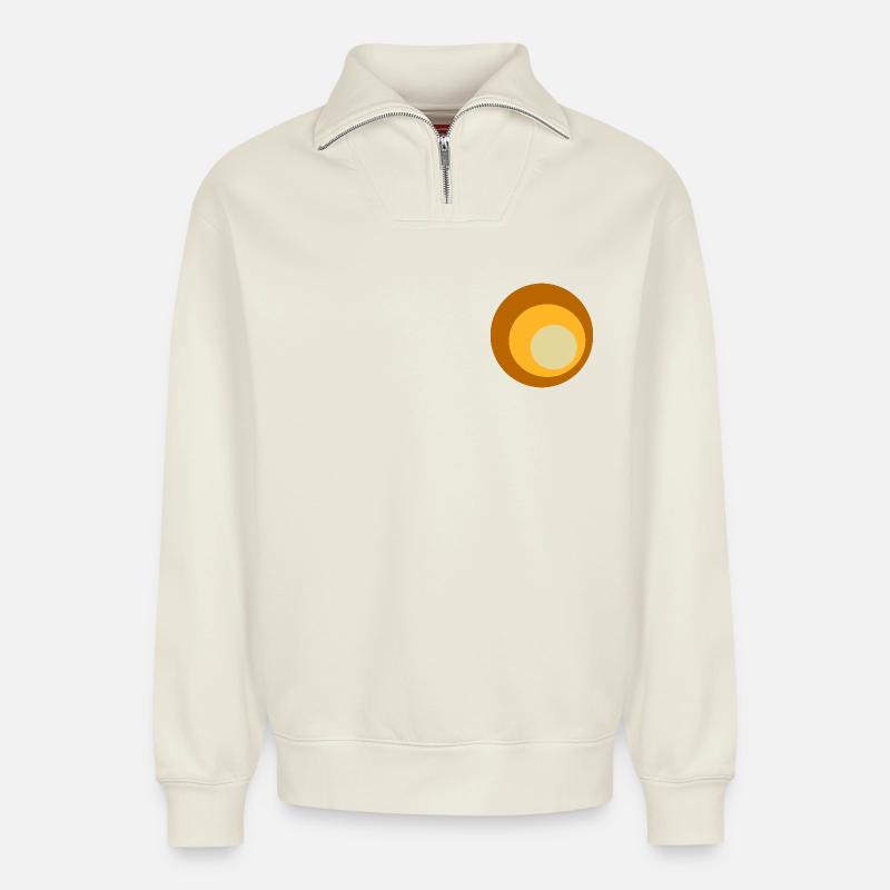 70s pattern - Relaxed Unisex Organic Half Zip Sweatshirt – by SPREAD - off white