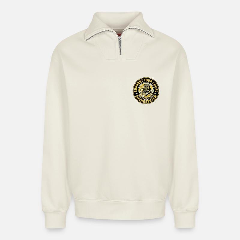 Support Local Music - Relaxed Unisex Organic Half Zip Sweatshirt – von SPREAD - Naturweiß