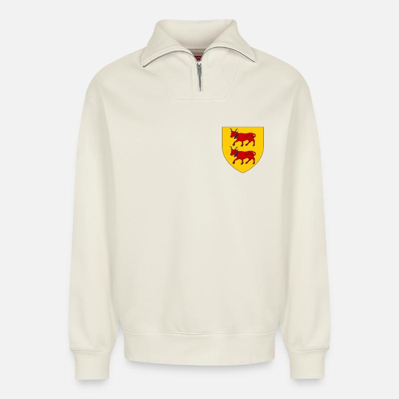 Wappen von Béarn - Relaxed Unisex Organic Half Zip Sweatshirt – von SPREAD - Naturweiß