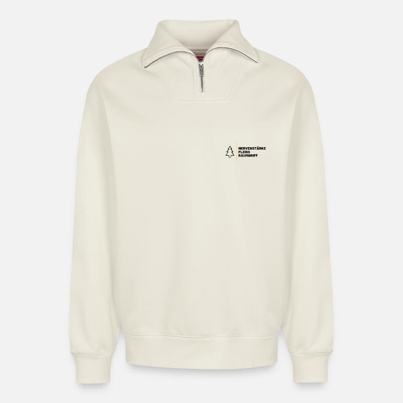 Pferderasse Thüringer - Relaxed Unisex Organic Half Zip Sweatshirt – von SPREAD - Naturweiß