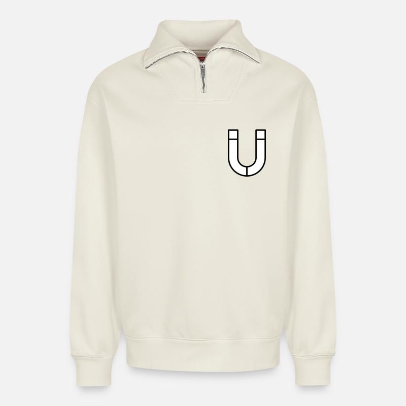 Magnet - Relaxed Unisex Organic Half Zip Sweatshirt – von SPREAD - Naturweiß