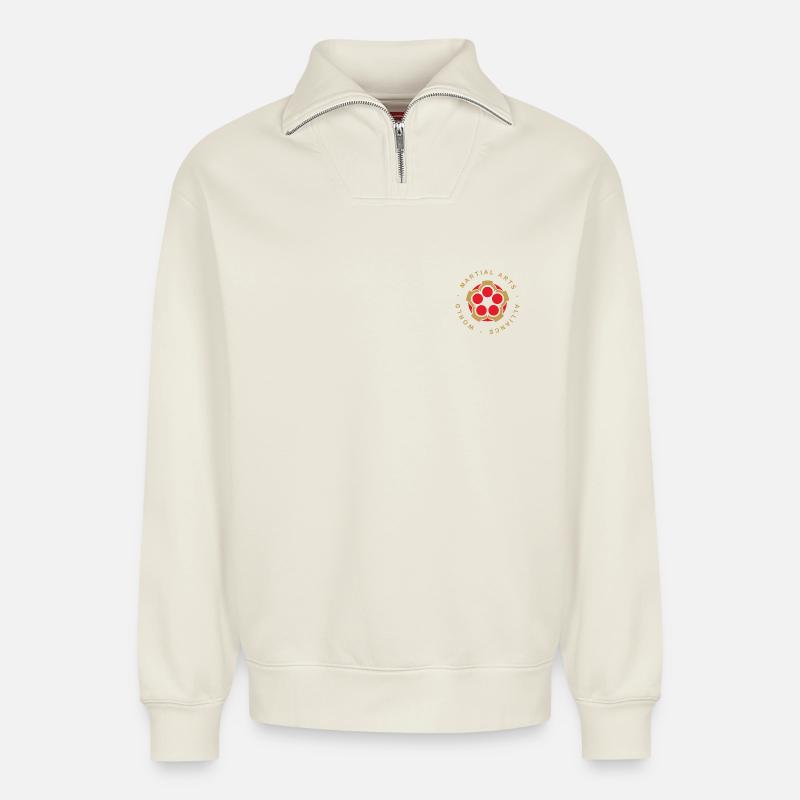 WMAA-logo_xl - Relaxed Unisex Organic Half Zip Sweatshirt – von SPREAD - Naturweiß