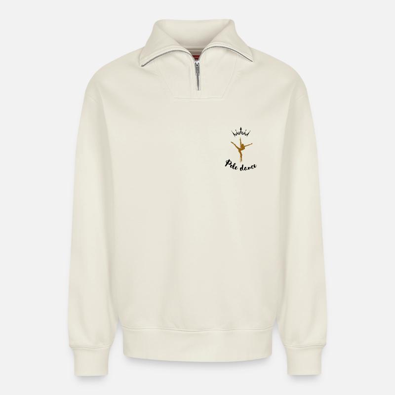 Silhouette de Pole Dance - Relaxed Unisex Organic Half Zip Sweatshirt – von SPREAD - Naturweiß