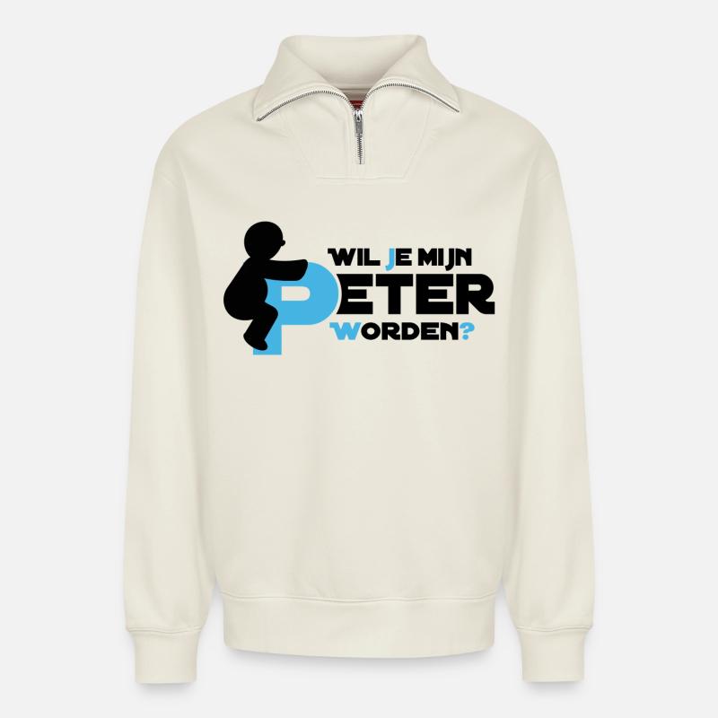 Peter weiß - Relaxed Unisex Organic Half Zip Sweatshirt – von SPREAD - Naturweiß