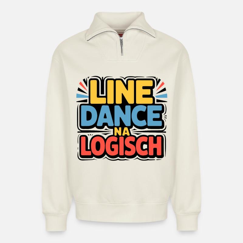 Line Dance Logisch - Relaxed Unisex Organic Half Zip Sweatshirt – von SPREAD - Naturweiß