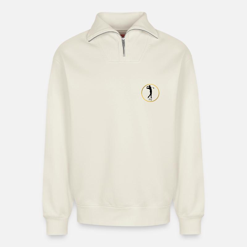 Golf - Sweat unisexe décontracté en coton biologique à demi-zip – de SPREAD - blanc cassé
