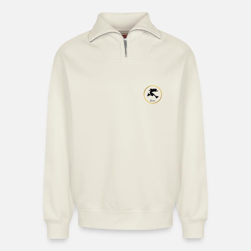 Rolle - Relaxed Unisex Organic Half Zip Sweatshirt – von SPREAD - Naturweiß