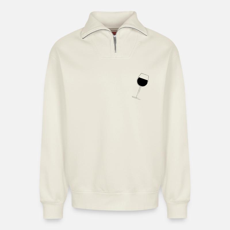 Weinglass - Relaxed Unisex Organic Half Zip Sweatshirt – von SPREAD - Naturweiß