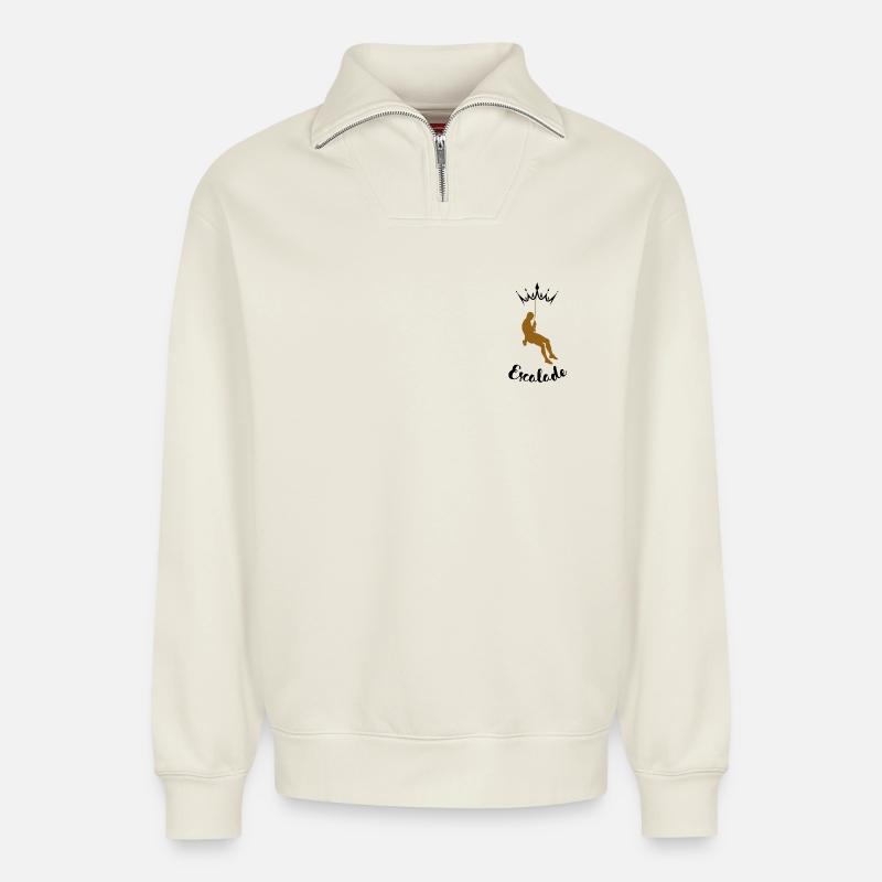 Schwebender Kletterer - Relaxed Unisex Organic Half Zip Sweatshirt – von SPREAD - Naturweiß