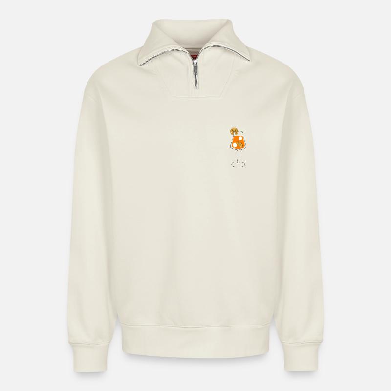 Spritz Glas - Relaxed Unisex Organic Half Zip Sweatshirt – von SPREAD - Naturweiß