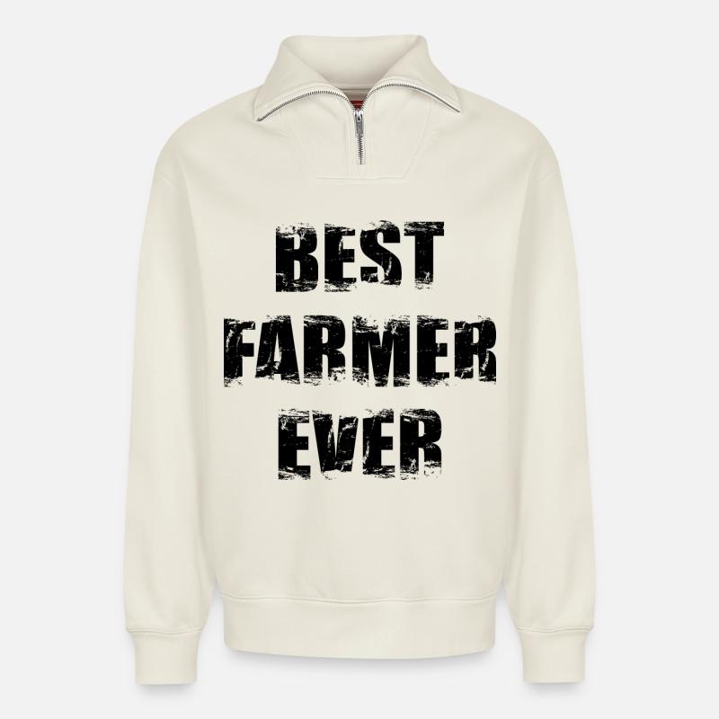 Bester Bauer - Relaxed Unisex Organic Half Zip Sweatshirt – von SPREAD - Naturweiß