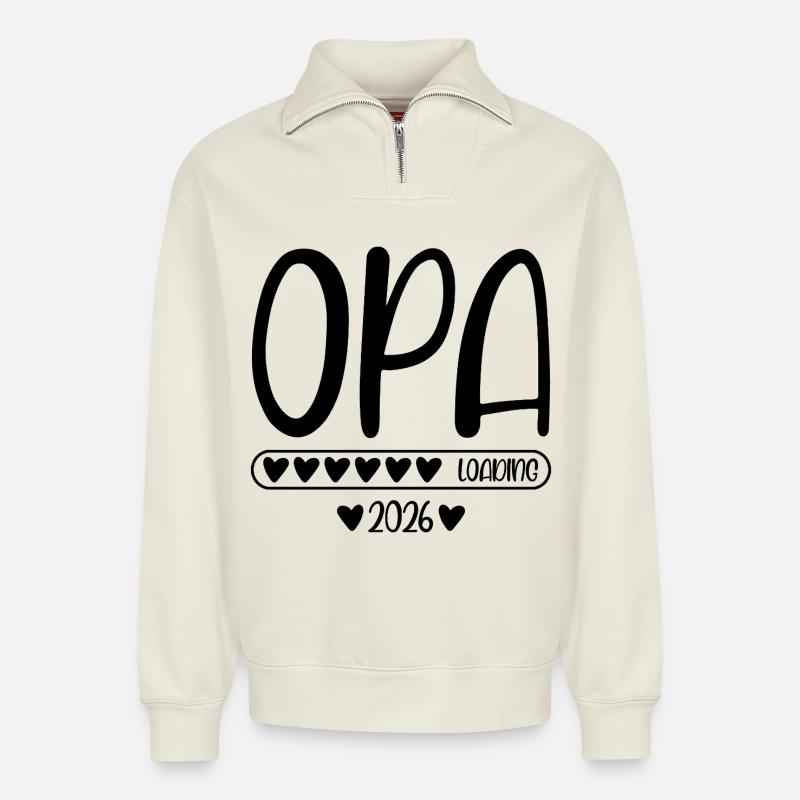 Opa 2026 loading - Relaxed Unisex Organic Half Zip Sweatshirt – von SPREAD - Naturweiß