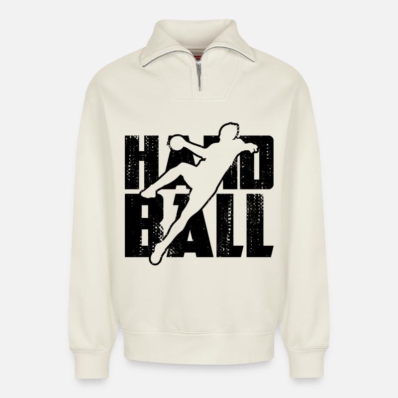 Handball - Relaxed Unisex Organic Half Zip Sweatshirt – von SPREAD - Naturweiß