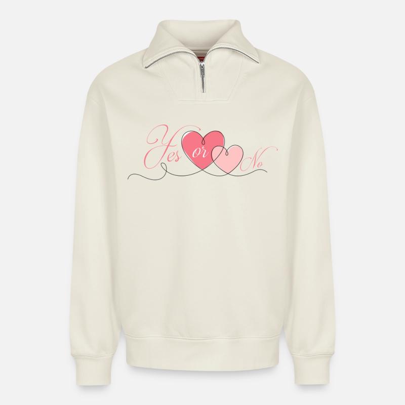 JA ODER NEIN - Relaxed Unisex Organic Half Zip Sweatshirt – von SPREAD - Naturweiß