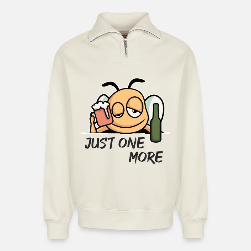 Just One More - Relaxed Unisex Organic Half Zip Sweatshirt – von SPREAD - Naturweiß