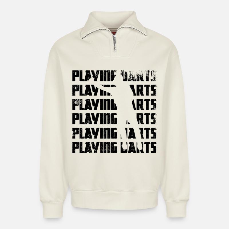 Dart - Relaxed Unisex Organic Half Zip Sweatshirt – by SPREAD - off white