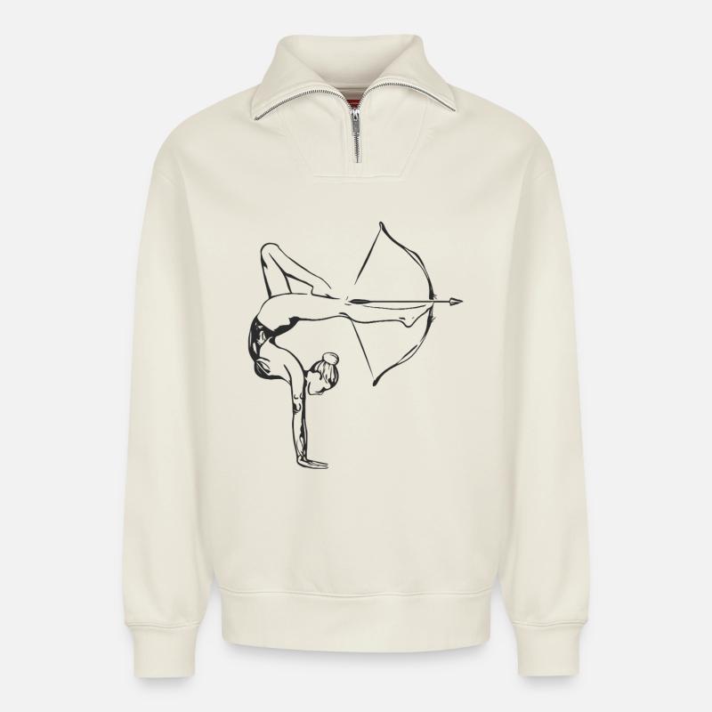 Objectif en équilibre - Sweat unisexe décontracté en coton biologique à demi-zip – de SPREAD - blanc cassé