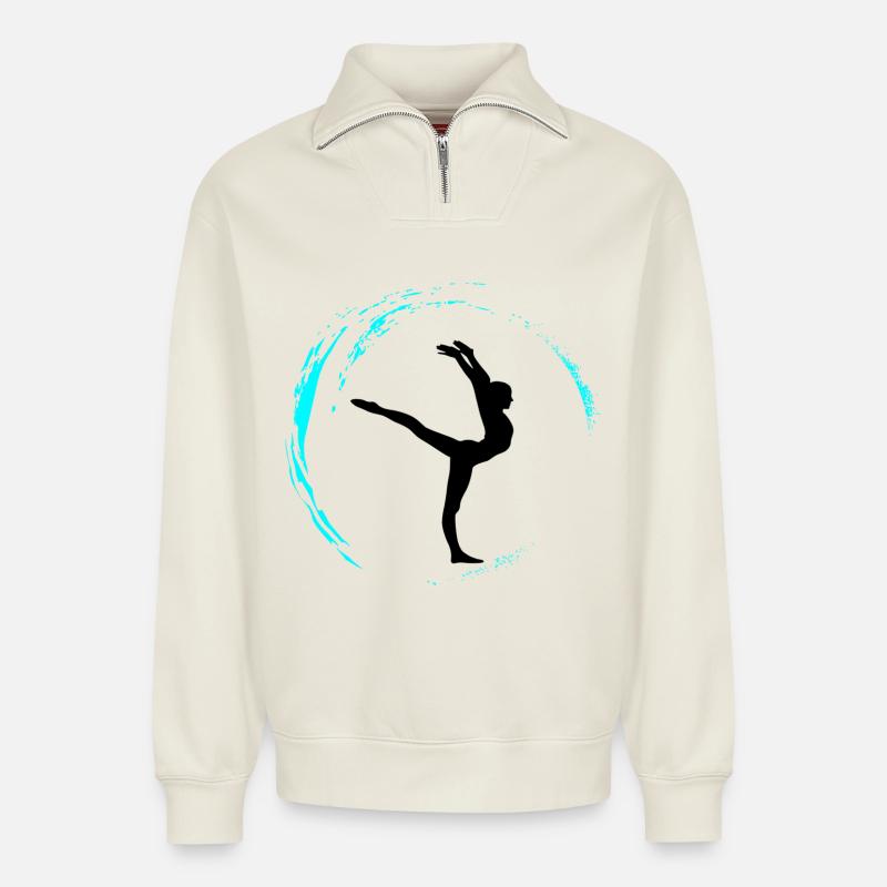 Rhythmic gymnastics - Relaxed Unisex Organic Half Zip Sweatshirt – von SPREAD - Naturweiß