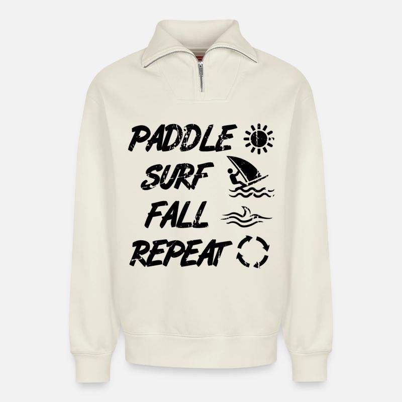 Windsurf Techniken - Relaxed Unisex Organic Half Zip Sweatshirt – von SPREAD - Naturweiß