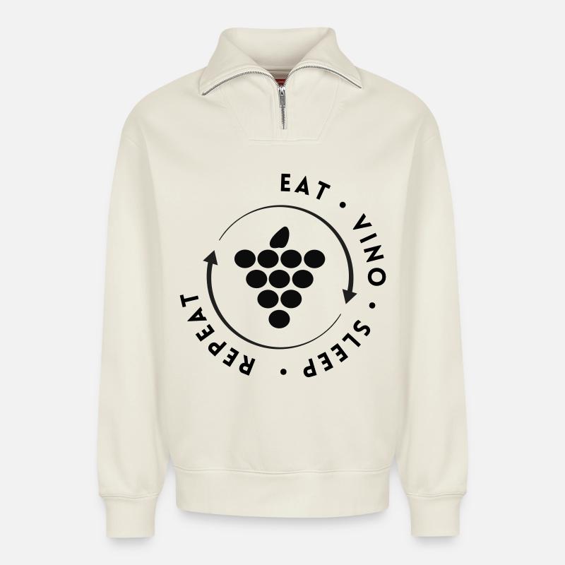 Bacchus Erbe - Relaxed Unisex Organic Half Zip Sweatshirt – von SPREAD - Naturweiß