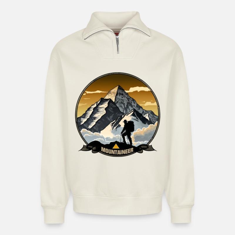 Bergsteiger - Relaxed Unisex Organic Half Zip Sweatshirt – von SPREAD - Naturweiß