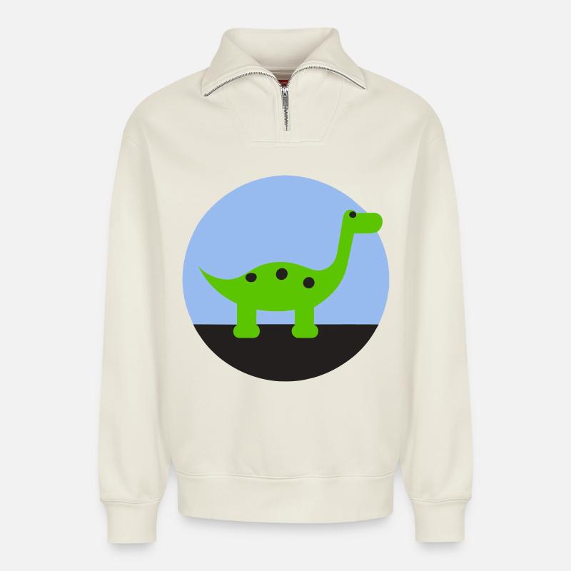 Dino - Relaxed Unisex Organic Half Zip Sweatshirt – von SPREAD - Naturweiß