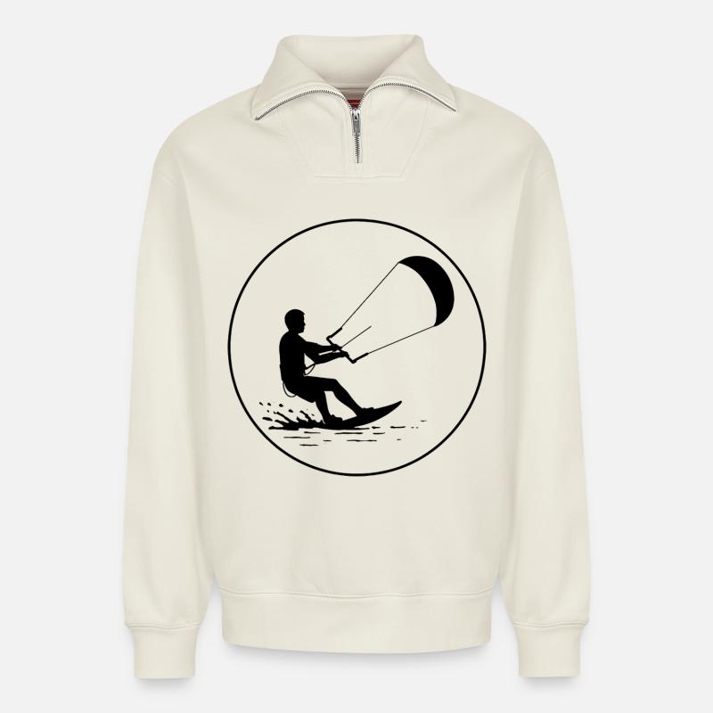 Kitekraft - Relaxed Unisex Organic Half Zip Sweatshirt – von SPREAD - Naturweiß