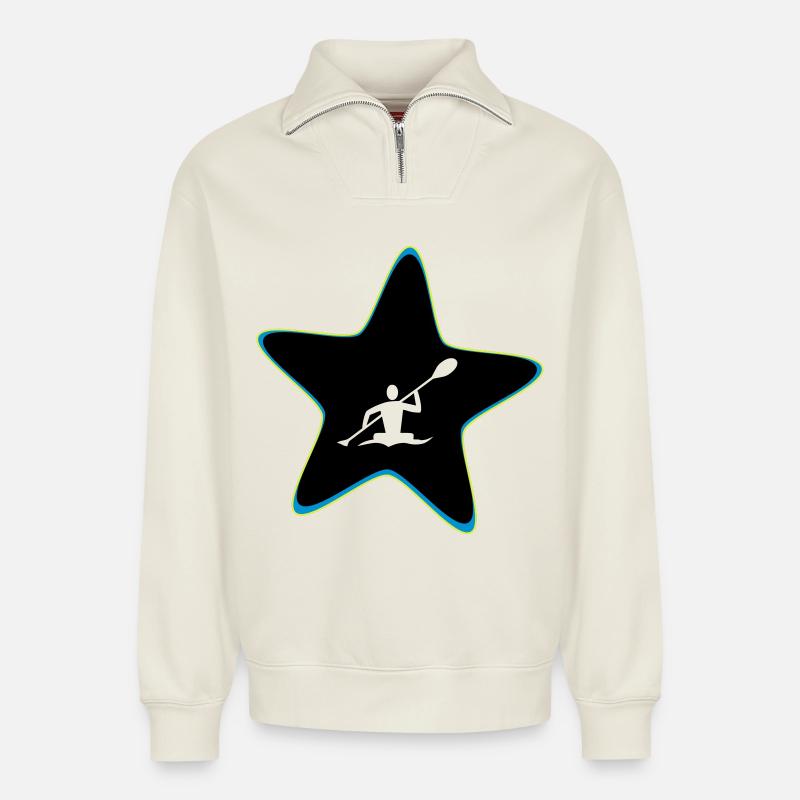 Kajak Stern - Relaxed Unisex Organic Half Zip Sweatshirt – von SPREAD - Naturweiß