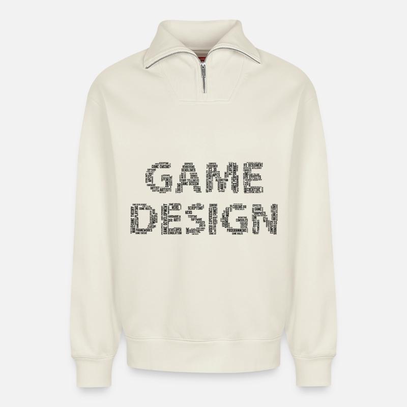 Game Design - Relaxed Unisex Organic Half Zip Sweatshirt – von SPREAD - Naturweiß