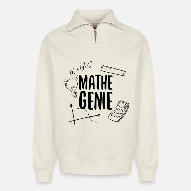 Math genius mathematics genius arithmetic math - Relaxed Unisex Organic Half Zip Sweatshirt – by SPREAD - off white
