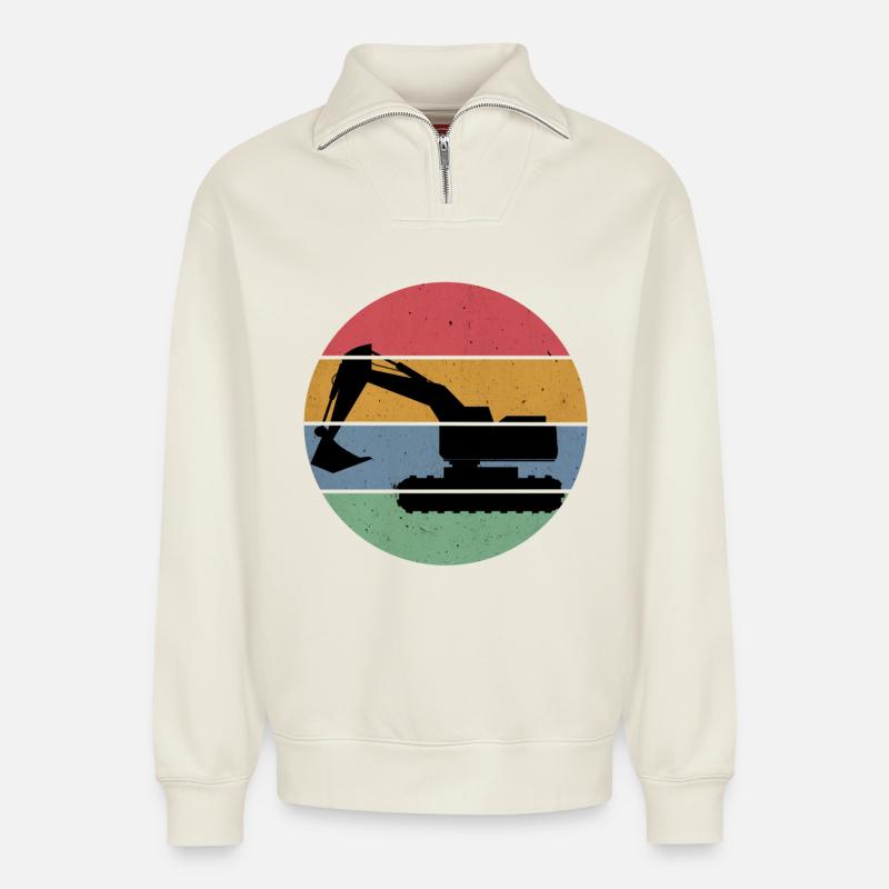 Bagger - Relaxed Unisex Organic Half Zip Sweatshirt – von SPREAD - Naturweiß