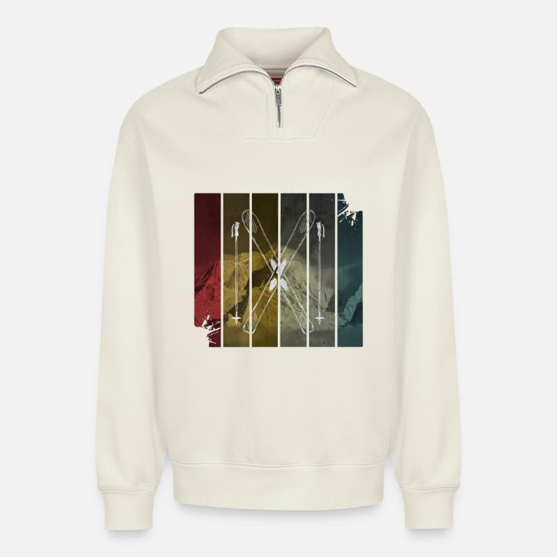 Ski - Relaxed Unisex Organic Half Zip Sweatshirt – von SPREAD - Naturweiß