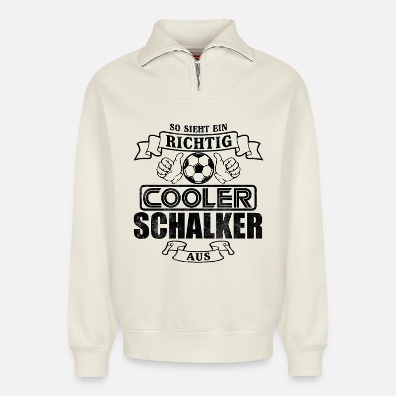 Cooler Schalker - Relaxed Unisex Organic Half Zip Sweatshirt – von SPREAD - Naturweiß