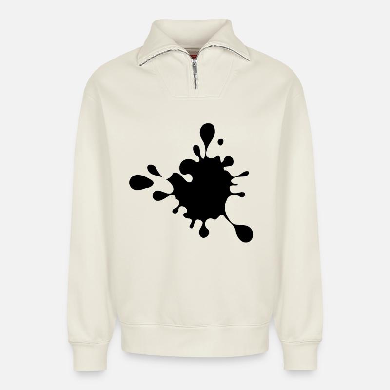 splash, paint splash, splash, blob # - Relaxed Unisex Organic Half Zip Sweatshirt – by SPREAD - off white