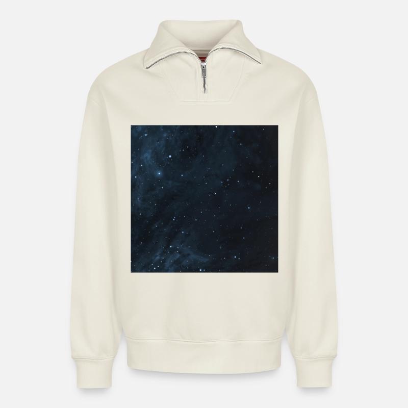 Starry sky pattern - Relaxed Unisex Organic Half Zip Sweatshirt – by SPREAD - off white