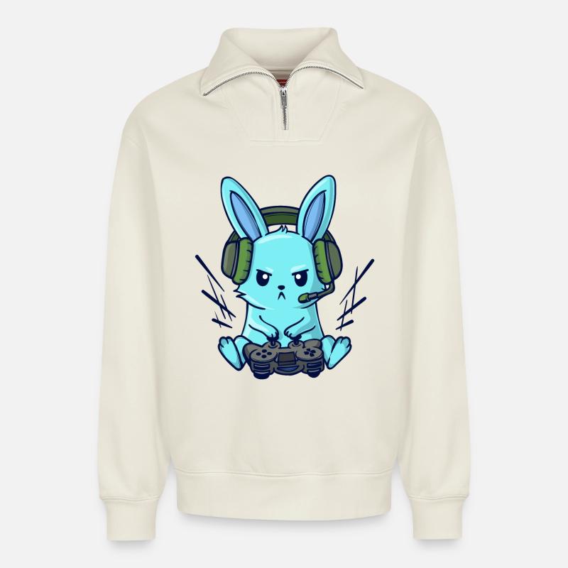 Gaming Controller Zocker Konsole Videogames - Relaxed Unisex Organic Half Zip Sweatshirt – von SPREAD - Naturweiß
