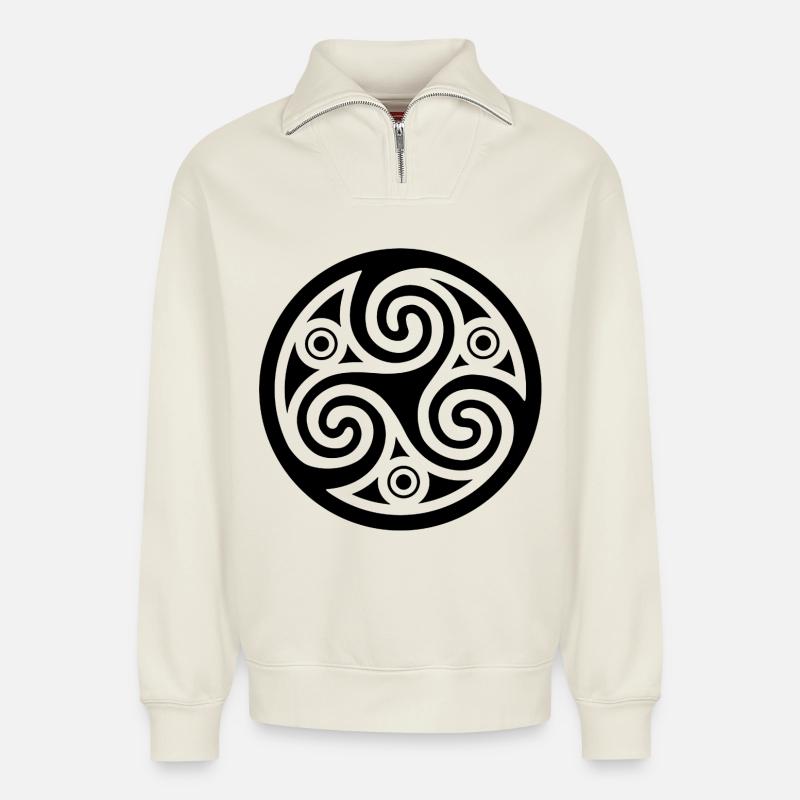 Kunst kelte schwarz - Relaxed Unisex Organic Half Zip Sweatshirt – von SPREAD - Naturweiß