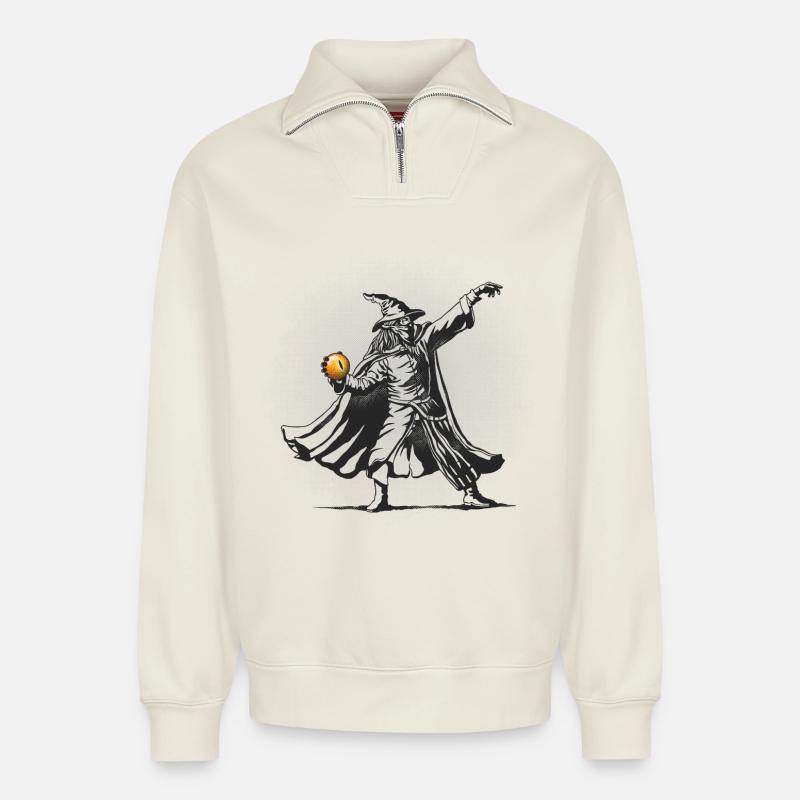 Der Kugelwerfer - Relaxed Unisex Organic Half Zip Sweatshirt – von SPREAD - Naturweiß
