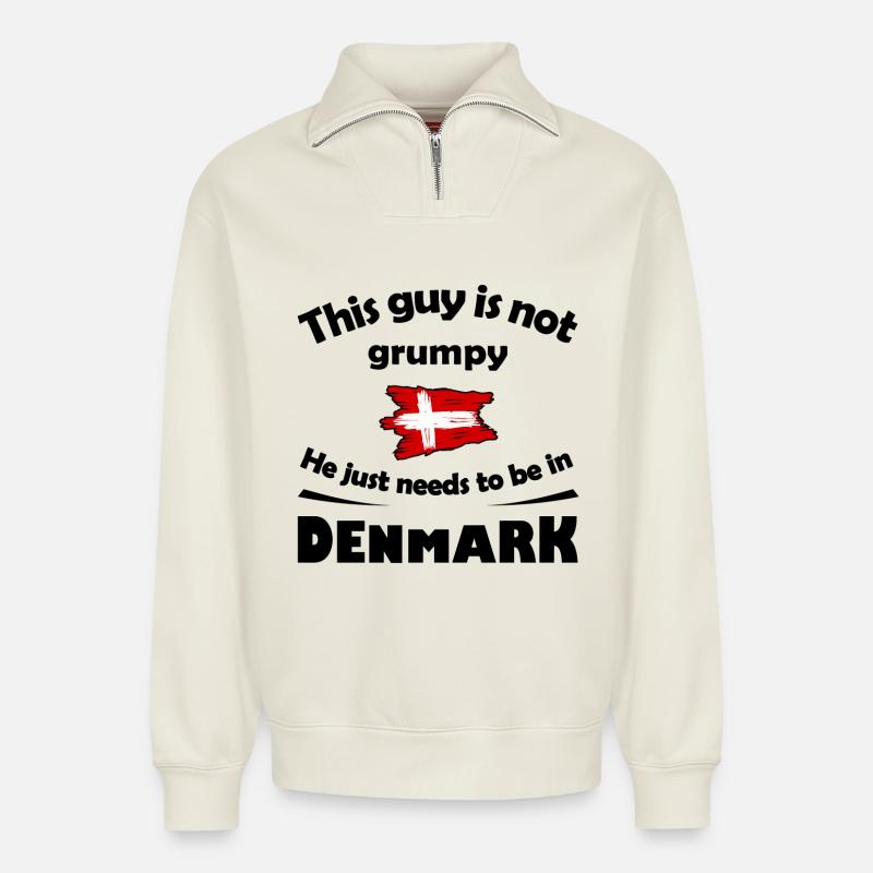 Dänemark - Relaxed Unisex Organic Half Zip Sweatshirt – von SPREAD - Naturweiß