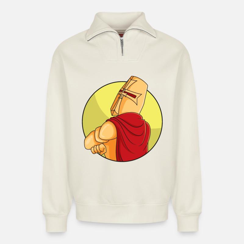 Ritter Sturkopf - Relaxed Unisex Organic Half Zip Sweatshirt – von SPREAD - Naturweiß