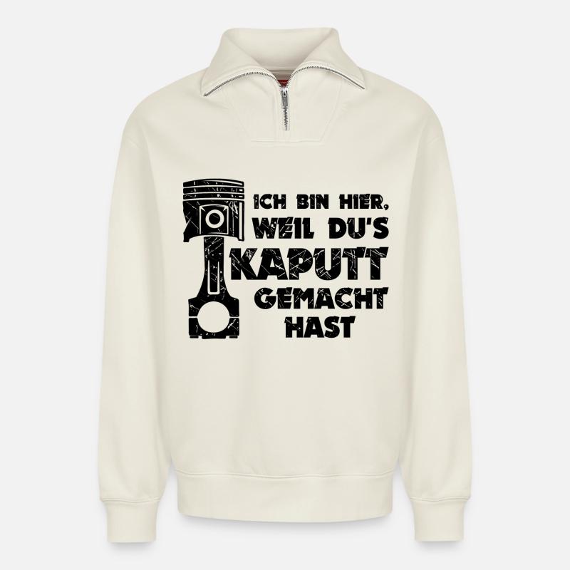 Workaholic Statement Job Arbeiter Mechaniker - Relaxed Unisex Organic Half Zip Sweatshirt – von SPREAD - Naturweiß