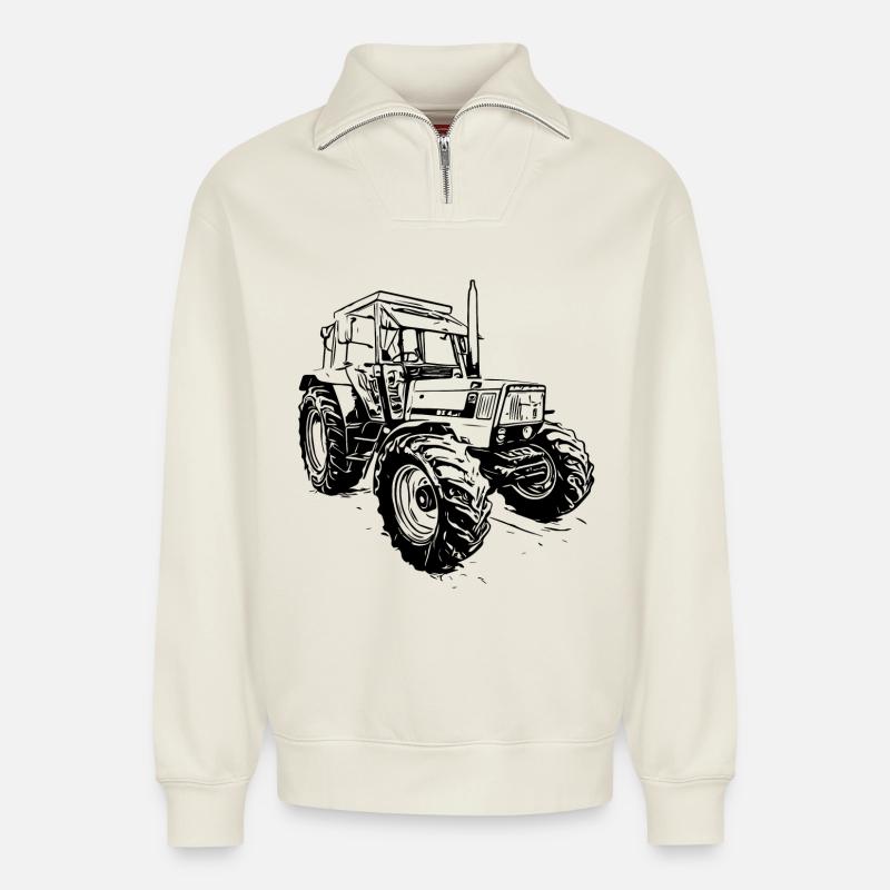 Frontlader - Relaxed Unisex Organic Half Zip Sweatshirt – von SPREAD - Naturweiß