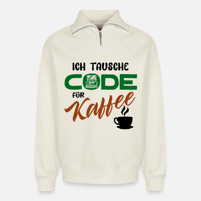 Programmierer Softwareentwickler Developer Code - Relaxed Unisex Organic Half Zip Sweatshirt – von SPREAD - Naturweiß