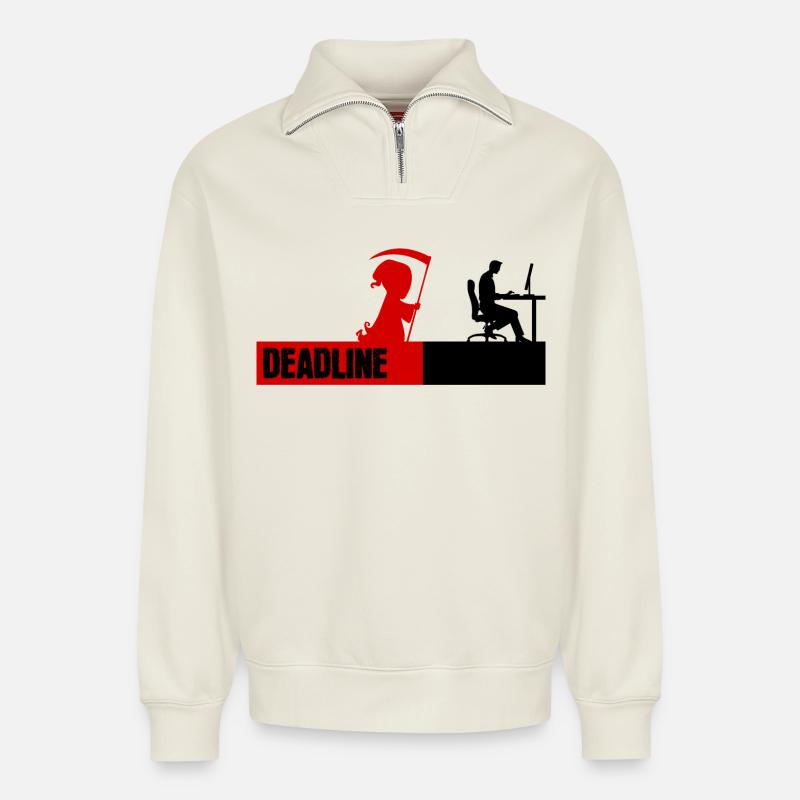 Bugfixing Scripting Dev Computerfreak Developer - Relaxed Unisex Organic Half Zip Sweatshirt – by SPREAD - off white